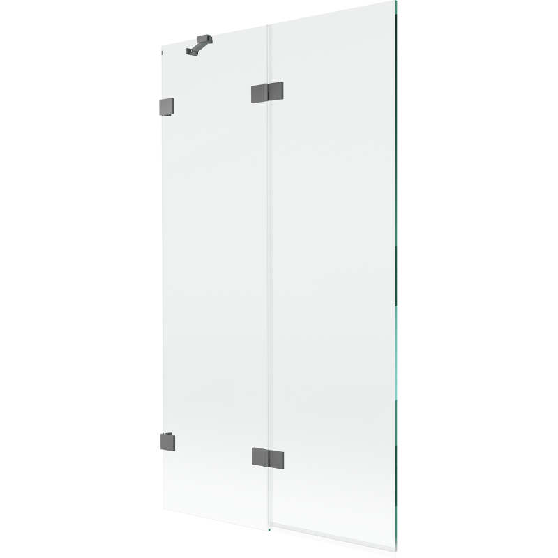 Mexen Lunar baloldali, kétszárnyú kádparaván 100 x 150 cm, átlátszó, gun metal - 897-100-100-95-00-L