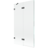 Mexen Lunar baloldali, kétszárnyú kádparaván 100 x 150 cm, átlátszó, gun metal - 897-100-100-95-00-L