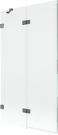 Mexen Lunar baloldali, kétszárnyú kádparaván 100 x 150 cm, átlátszó, gun metal - 897-100-100-95-00-L