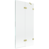 Paravan cadă Mexen Lunar cu 2 panouri, dreapta, 90 x 150 cm, transparent, auriu periat - 897-090-100-55-00-P