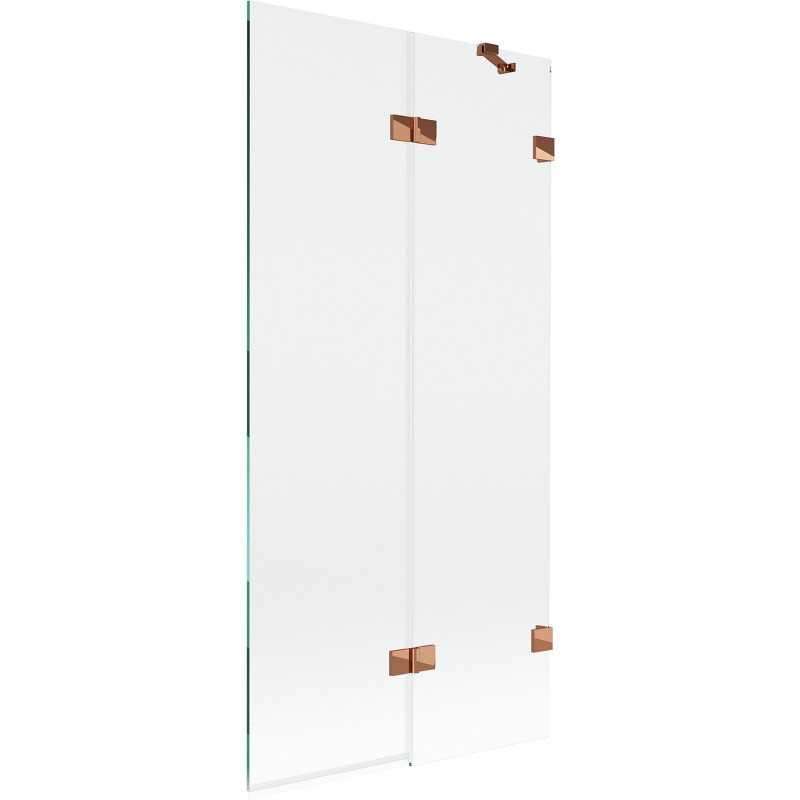 Mexen Lunar 2 szárnyas, jobb oldali kád paraván 90 x 150 cm, átlátszó, rózsaarany - 897-090-100-60-00-P