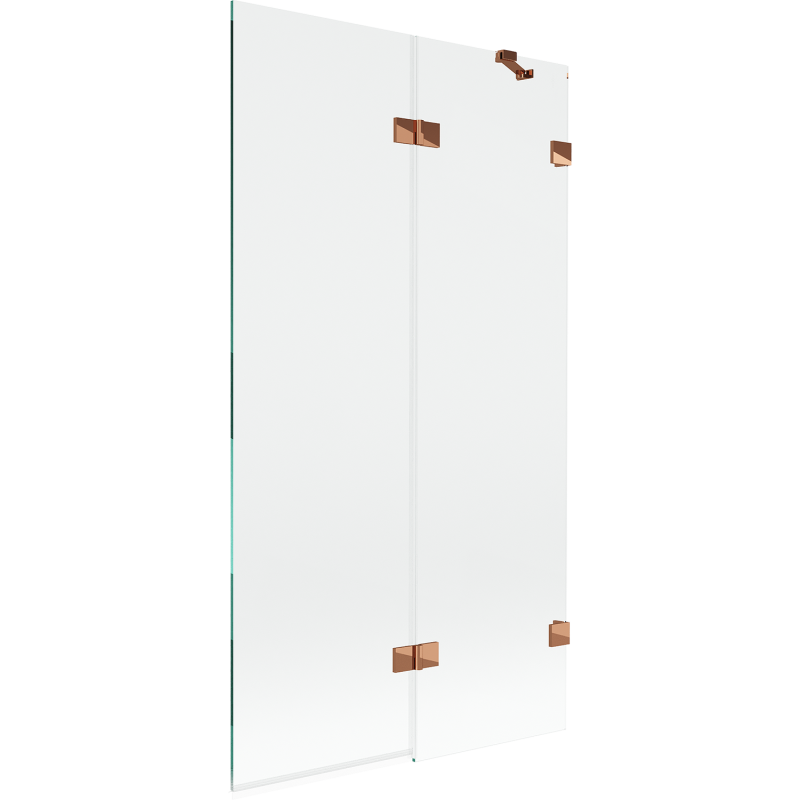 Mexen Lunar 2-szárnyú fürdőszobai paraván jobbos 100 x 150 cm, átlátszó, rózsaarany - 897-100-100-60-00-P