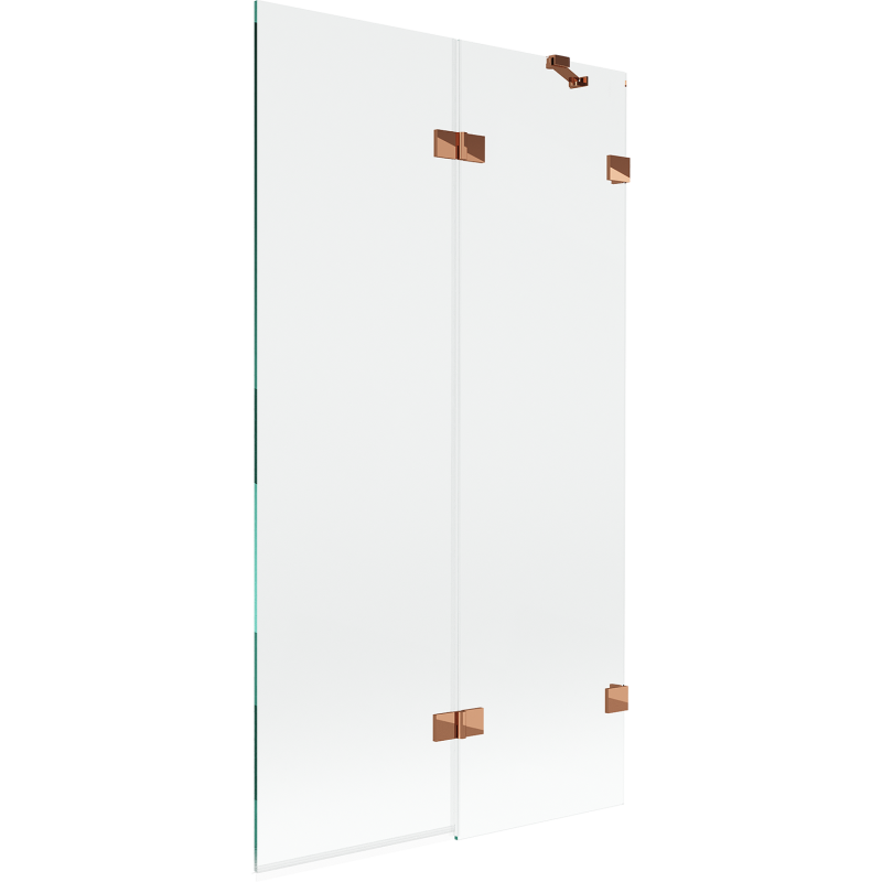 Mexen Lunar paravan pentru cadă, cu 2 foi, dreapta 100 x 150 cm, transparent, aur roz - 897-100-100-60-00-P