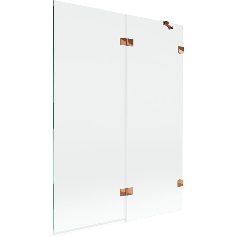 Mexen Lunar 2-szárnyú fürdőkád paraván jobbos 130 x 150 cm, átlátszó, rózsaarany - 897-130-100-60-00-P