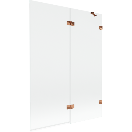 Mexen Lunar 2-szárnyú fürdőkád paraván jobbos 130 x 150 cm, átlátszó, rózsaarany - 897-130-100-60-00-P
