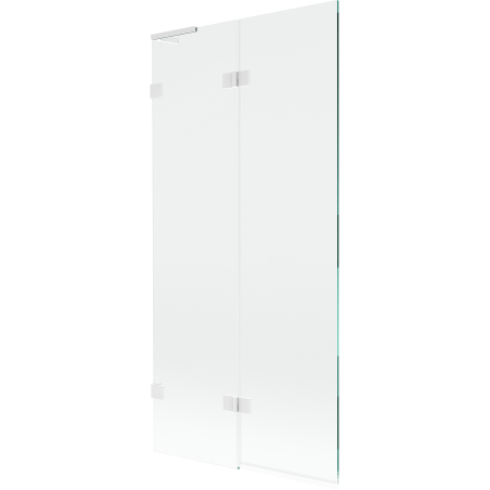 Mexen Lunar L fürdőkád paraván, 2-szárnyú, balos 90 x 150 cm, átlátszó, fehér - 897L-090-100-20-00-L