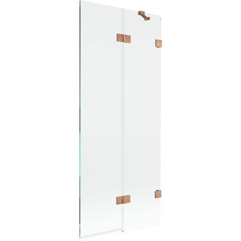 Mexen Lunar kádparaván 2-szárnyú, jobb, 80 x 150 cm, átlátszó, kefélt réz - 897-080-100-65-00-P
