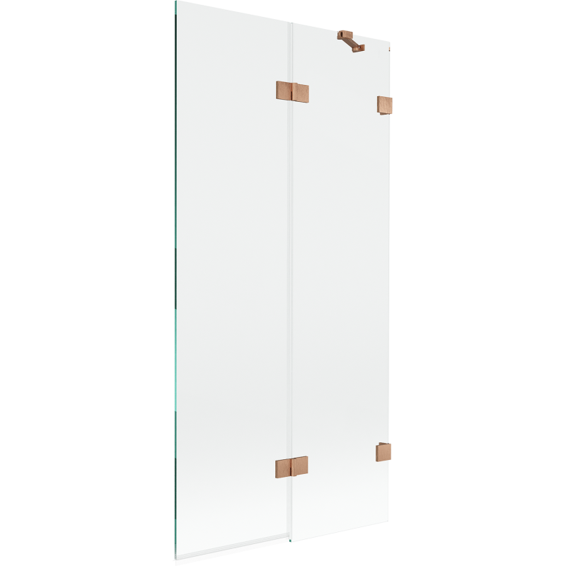 Mexen Lunar 2-szárnyas fürdőszobai paraván jobb 90 x 150 cm, átlátszó, kefe réz - 897-090-100-65-00-P