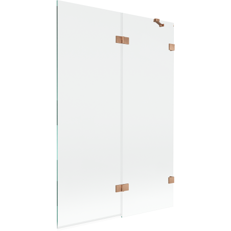 Mexen Lunar dupla-zárszárnyú kádparaván - jobb oldal, 120 x 150 cm, átlátszó, csiszolt réz - 897-120-100-65-00-P