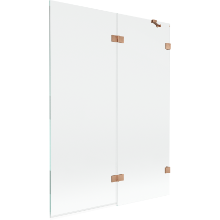 Mexen Lunar kádparaván, 2-szárnyú, jobb oldali, 130 x 150 cm, átlátszó, kefélt réz - 897-130-100-65-00-P