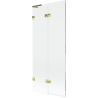 Mexen Lunar L paravan cadă cu 2 panouri stânga 80 x 150 cm, transparent, auriu - 897L-080-100-50-00-L