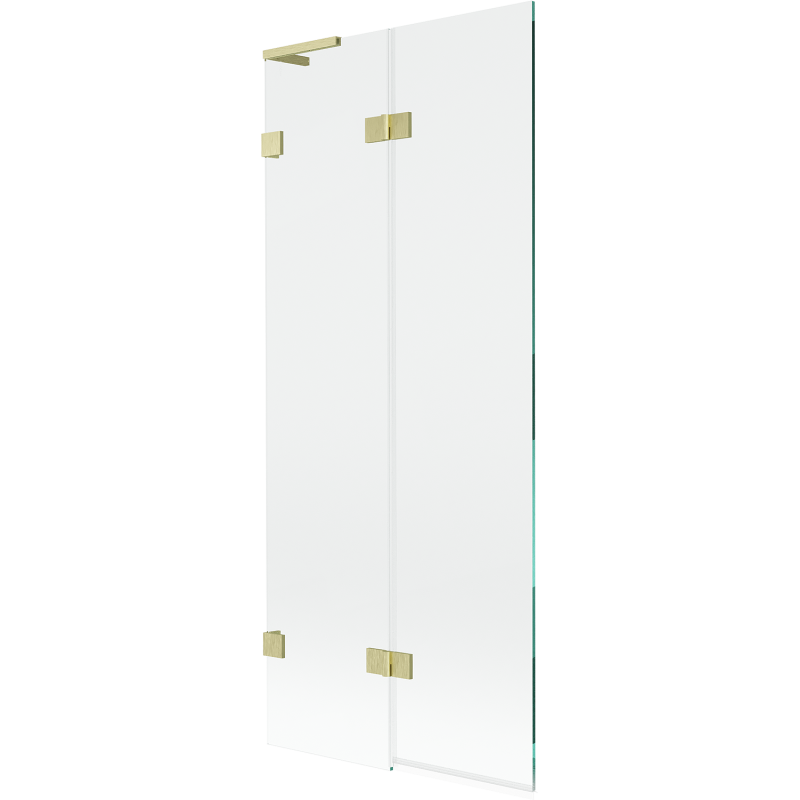 Mexen Lunar L perete de cadă cu două aripi stânga 80 x 150 cm, transparent, auriu periat - 897L-080-100-55-00-L