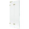 Mexen Lunar L perete de cadă cu două aripi stânga 80 x 150 cm, transparent, auriu periat - 897L-080-100-55-00-L