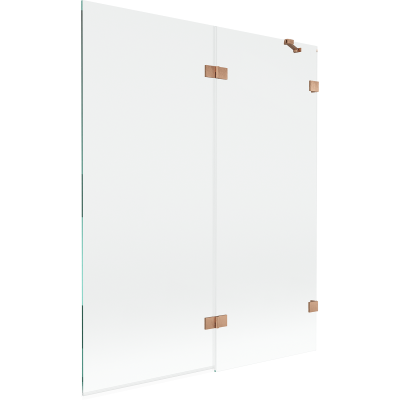 Mexen Lunar 2-szárnyas kádparaván, jobb 140 x 150 cm, átlátszó, kefe hatású réz - 897-140-100-65-00-P