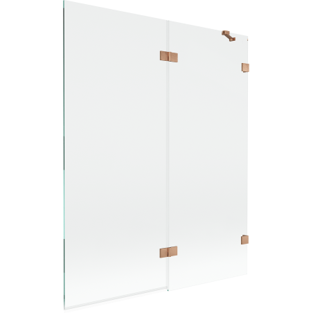 Mexen Lunar 2-szárnyas kádparaván, jobb 140 x 150 cm, átlátszó, kefe hatású réz - 897-140-100-65-00-P