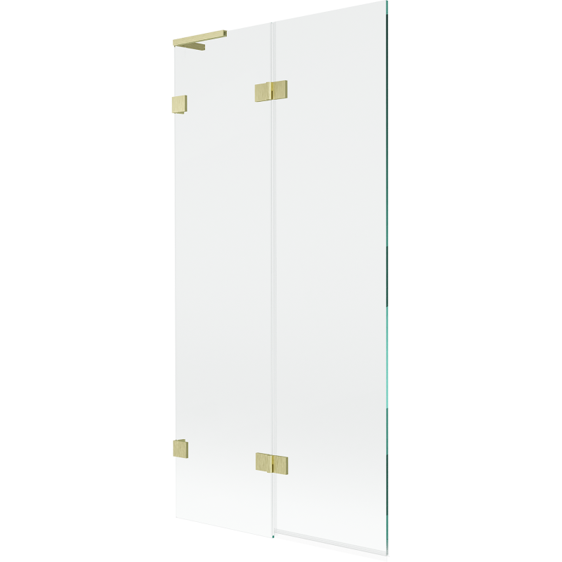 Mexen Lunar L fürdőkád paraván 2-szárnyú bal 90 x 150 cm, átlátszó, arany kefézett - 897L-090-100-55-00-L
