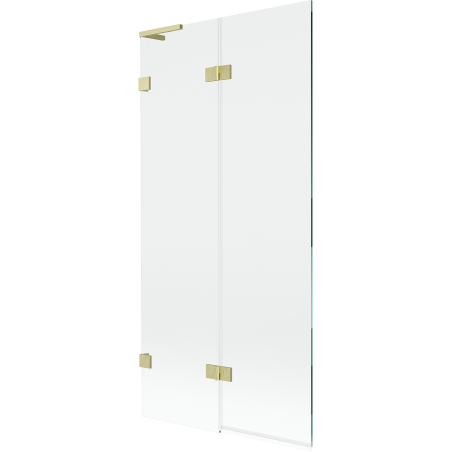 Mexen Lunar L fürdőkád paraván 2-szárnyú bal 90 x 150 cm, átlátszó, arany kefézett - 897L-090-100-55-00-L