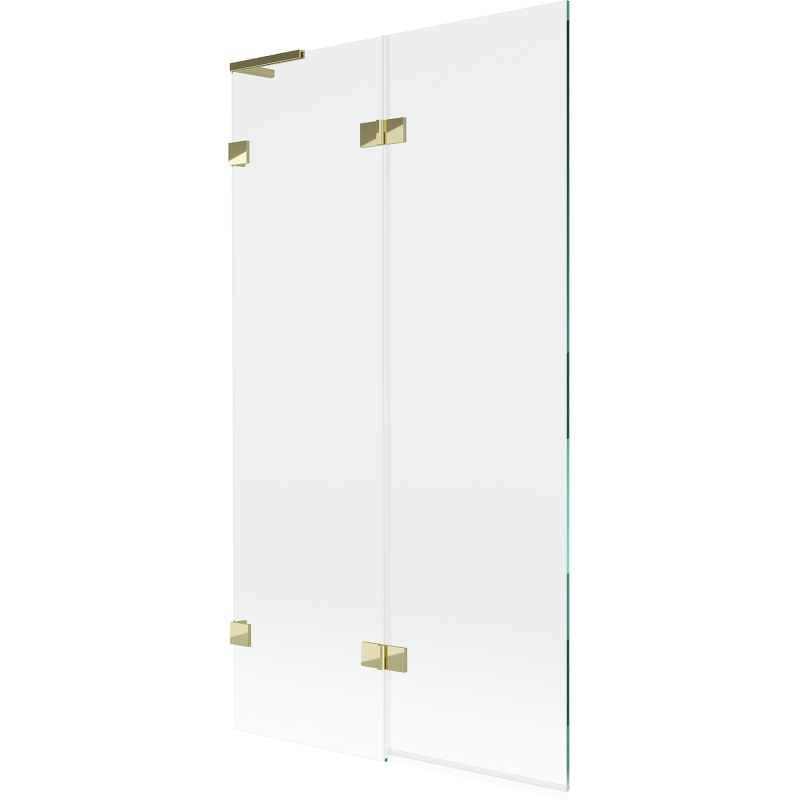 Paravan cadă Mexen Lunar L 2 panouri cu balamale stânga 100 x 150 cm, transparent, auriu - 897L-100-100-50-00-L