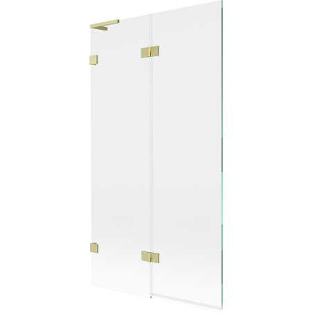 Mexen Lunar L paravan de cadă cu 2 uși, stânga 100 x 150 cm, transparent, auriu periat - 897L-100-100-55-00-L