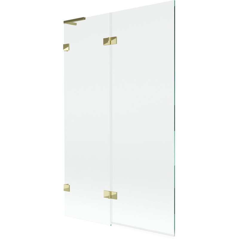 Mexen Lunar L kádparaván, 2 szárnyú, balos 110 x 150 cm, átlátszó, arany - 897L-110-100-50-00-L