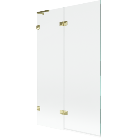 Mexen Lunar L kádparaván, 2 szárnyú, balos 110 x 150 cm, átlátszó, arany - 897L-110-100-50-00-L