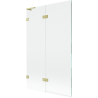 Mexen Lunar L paravan cadă, 2 panouri, stânga, 110 x 150 cm, transparent, auriu periat - 897L-110-100-55-00-L