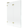 Mexen Lunar L paravan de cadă cu 2 panouri stânga 120 x 150 cm, transparent, auriu - 897L-120-100-50-00-L