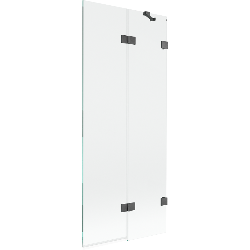 Mexen Lunar 2 szárnyú fürdőkád paraván, jobbos 80 x 150 cm, átlátszó, gun gray kefe - 897-080-100-66-00-P