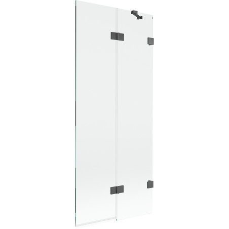 Mexen Lunar 2 szárnyú fürdőkád paraván, jobbos 80 x 150 cm, átlátszó, gun gray kefe - 897-080-100-66-00-P