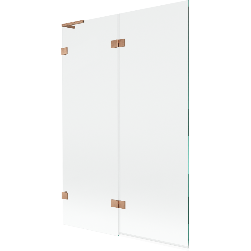 Paravană de baie Mexen Lunar L cu 2 panouri rabatabile stânga 120 x 150 cm, transparent, cupru periat - 897L-120-100-65-00-L