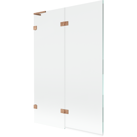 Mexen Lunar L kádparaván 2-szárnyú bal 120 x 150 cm, átlátszó, kefélt réz - 897L-120-100-65-00-L
