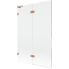 Paravană de baie Mexen Lunar L cu 2 panouri rabatabile stânga 120 x 150 cm, transparent, cupru periat - 897L-120-100-65-00-L