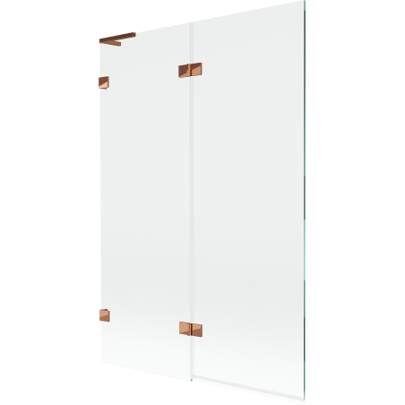 Mexen Lunar L balra nyíló kádparaván 2 szárnyú 120 x 150 cm, átlátszó, rózsaarany - 897L-120-100-60-00-L