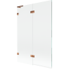 Mexen Lunar L balra nyíló kádparaván 2 szárnyú 120 x 150 cm, átlátszó, rózsaarany - 897L-120-100-60-00-L