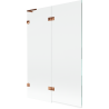 Mexen Lunar L paravan de cadă cu 2 canaturi stânga 120 x 150 cm, transparent, aur roz - 897L-120-100-60-00-L