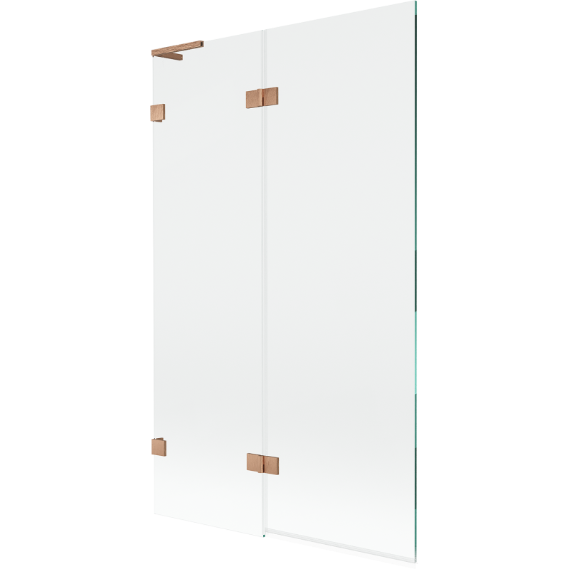 Mexen Lunar L kétajtós fürdőkád paraván bal oldali 110 x 150 cm, átlátszó, csiszolt réz - 897L-110-100-65-00-L
