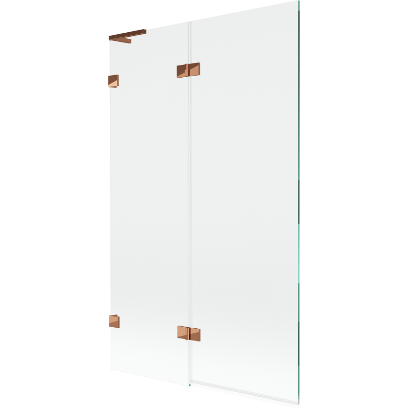 Mexen Lunar L fürdőkádparaván kétszárnyú balos 110 x 150 cm, átlátszó, rózsaarany - 897L-110-100-60-00-L