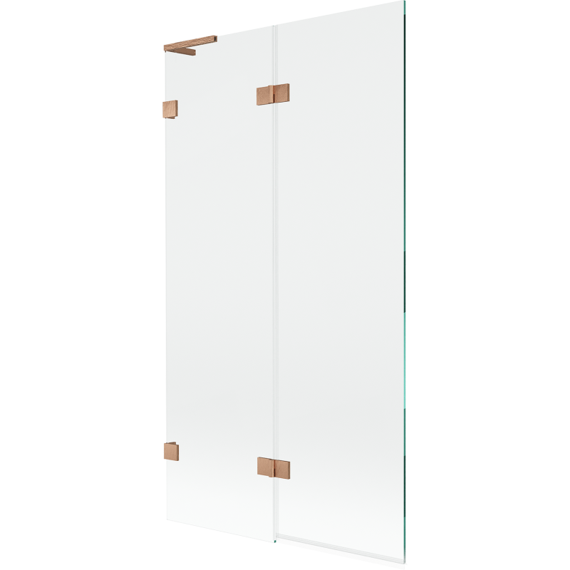 Mexen Lunar L kádparaván 2-szárnyú bal 100 x 150 cm, átlátszó, csiszolt réz - 897L-100-100-65-00-L
