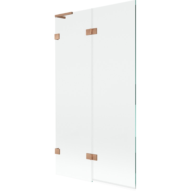 Mexen Lunar L paravan cadă cu 2 panouri stânga 100 x 150 cm, transparent, cupru periat - 897L-100-100-65-00-L
