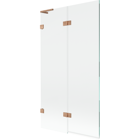 Mexen Lunar L kádparaván 2-szárnyú bal 100 x 150 cm, átlátszó, csiszolt réz - 897L-100-100-65-00-L