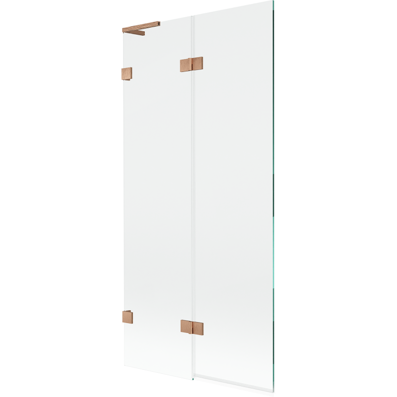Perete de cadă Mexen Lunar L, 2 aripi, stânga, 90 x 150 cm, transparent, cupru periat - 897L-090-100-65-00-L