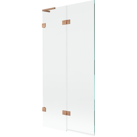 Mexen Lunar L 2-szárnyú bal oldali kádparaván 90 x 150 cm, átlátszó, matt réz - 897L-090-100-65-00-L