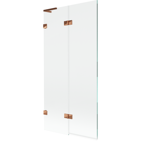 Mexen Lunar L kádparaván 2-szárnyú balos 90 x 150 cm, átlátszó, rózsaarany - 897L-090-100-60-00-L