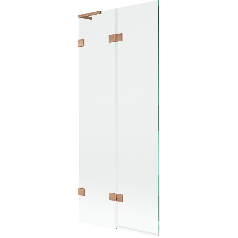 Mexen Lunar L fürdőkádparaván 2-szárnyú bal 80 x 150 cm, átlátszó, csiszolt réz - 897L-080-100-65-00-L