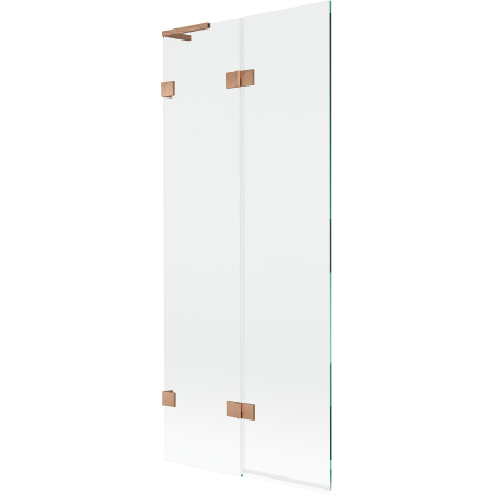 Mexen Lunar L fürdőkádparaván 2-szárnyú bal 80 x 150 cm, átlátszó, csiszolt réz - 897L-080-100-65-00-L