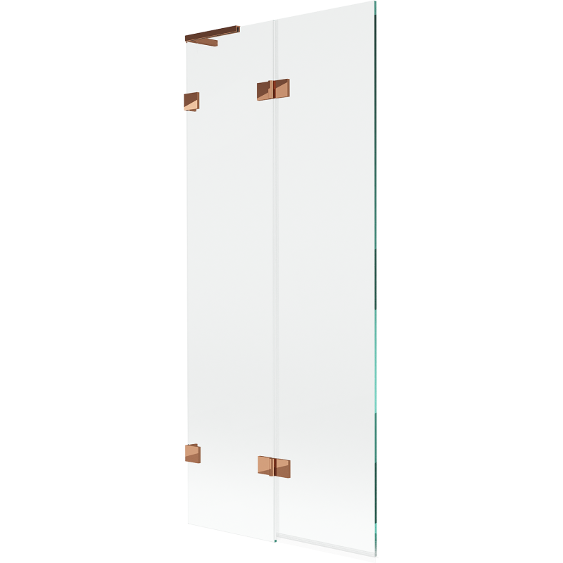 Mexen Lunar L kádra szerelhető paraván, 2 szárnyú bal, 80 x 150 cm, átlátszó, rózsaarany - 897L-080-100-60-00-L