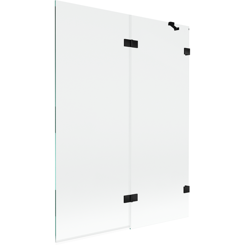 Mexen Lunar kétszárnyú fürdőszobai válaszfal 130 x 150 cm, átlátszó, fekete - 897-130-100-70-00-P