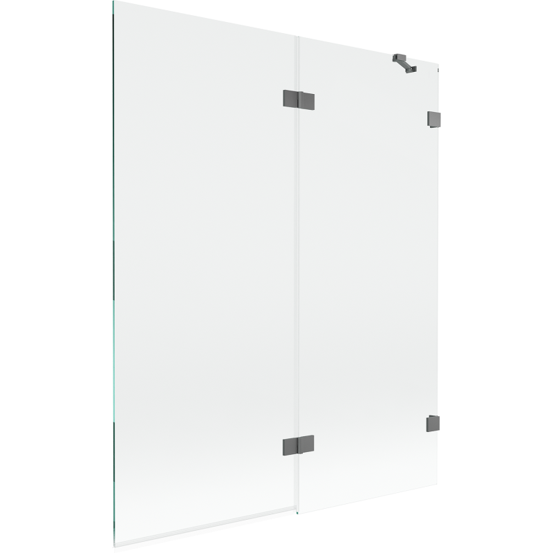 Mexen Lunar 2-szárnyú jobboldali fürdőkádparaván 140 x 150 cm, átlátszó, gun metal - 897-140-100-95-00-P