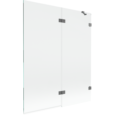 Mexen Lunar 2-szárnyú jobboldali fürdőkádparaván 140 x 150 cm, átlátszó, gun metal - 897-140-100-95-00-P