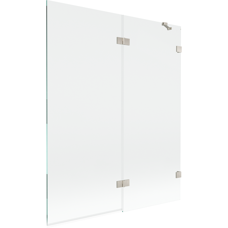 Mexen Lunar 2-szárnyú, jobbos fürdőkád paraván 140 x 150 cm, átlátszó, kefélt nikkel - 897-140-100-97-00-P